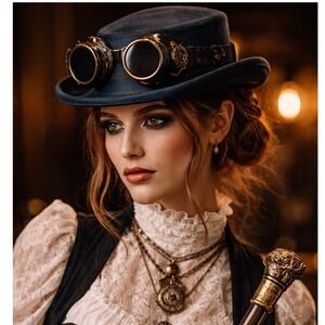 100% Wool Vintage Arlin Hat Derby Bowler Steampunk Costume Cosplay
